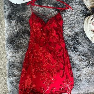 A red, sparkly, Windsor homecoming dress-size-Medium